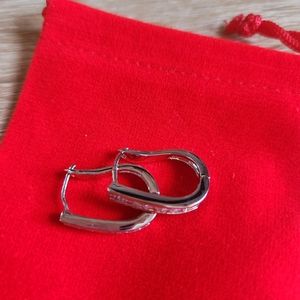 Sterling silver, cubic zircon, horseshoe hoops
